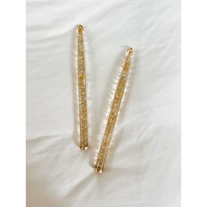 Lucite Candlestick Clear Gold and Silver Flecks Set of 2 MCM Vintage
